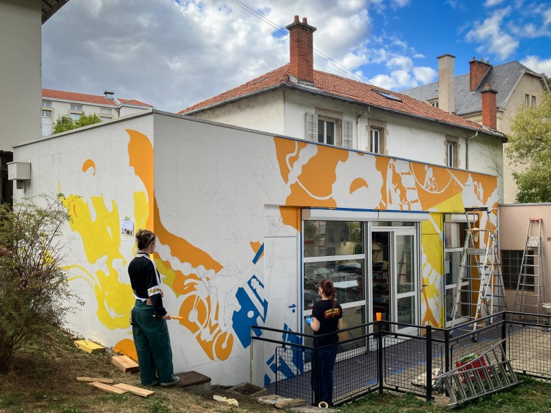 Réalisation de la fresque in situ